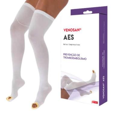 Imagem de Meia de compressao VENOSAN estéril branca 78 anti trombose AES pe aber