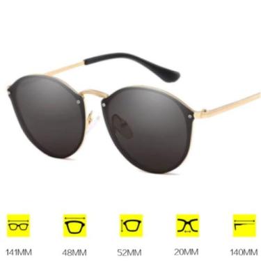 Imagem de Óculos De Sol Feminino Redondo Espelhado Proteção Uv400+case - SUN, 4,