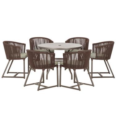 Imagem de Mesa com 6 Cadeiras de Jantar Roma 120cm e Noronha em Alumínio