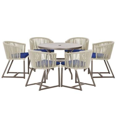 Imagem de Mesa com 6 Cadeiras de Jantar Roma 120cm e Noronha em Alumínio