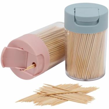 Imagem de MHREN Dispensador De Palitos Bambu Mhren, 1000 Unidades, Com 2 Reutilizáveis, Resistentes E Suaves Para Festas, Bares, Azeite, Churrasco, Frutas Limpeza Dos Dentes