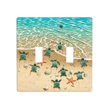 Imagem de SUNYION Placas De Parede Com Alternância Dupla Beach Turtle Decore As Tampas Tomada Para Tomadas Elétricas Placa Interruptor Decorativa Tampa Plugue 4,5 * 4,5"