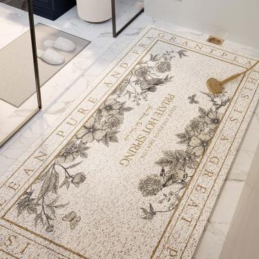 Imagem de Tapete de chuveiro de bucha para chuveiro interno, banheiro áreas de chuveiro molhado anti -molde PVC PVC Grande bandeja de banho de banho, tapete oco do banheiro, secagem rápida, F, 50x80cm