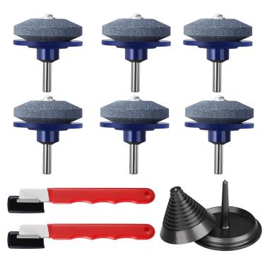 Imagem de MLUOVI Kit De Afiador Lâminas Para Cortador Grama, 9 Peças, Atualização Afiação, Cego Pedra Coríndon Furadeira Elétrica