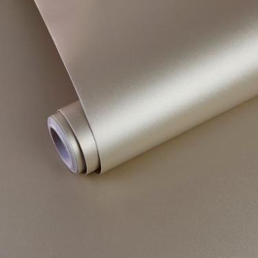 Imagem de Yun-aeon Papel de parede fosco bege descascar e colar 39,9 cm x 499,9 cm papel de contato fosco vinil de atualização espesso autoadesivo removível para locatários papel de parede amigável para