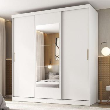 Imagem de Guarda-roupa 3 Portas com Espelho Araçá Cabecasa Madeiramadeira Branco