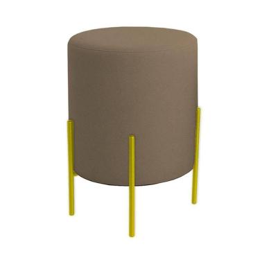 Imagem de Puff Orgânico Boucle Thor Com Pés De Ferro Dourado Cappuccino