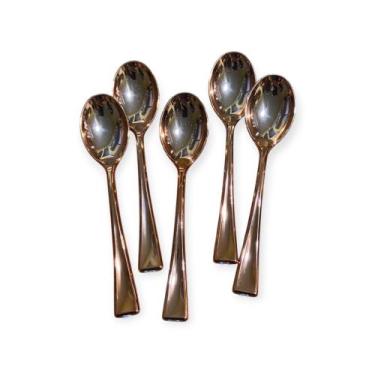 Imagem de Kit 36 Mini Colher Rose Plástico Descartável 9.8cm Festas - Genérica