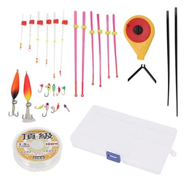 Imagem de Vara de Pesca No Gelo e Combinação de Molinete, Mini Vara de Pesca No Gelo Combinação de Carretel Portátil Vara de Pesca No Gelo Top Tips Swim Jigs Conjunto de Ganchos para (Amarelo)
