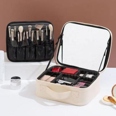 Imagem de Maleta Bolsa Cosméticos Maquiagem Com Espelho Led Blogueira viagem - B