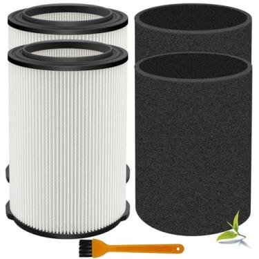 Imagem de LVJUSEN Filtro de substituição VF4000 para aspirador de pó Ridgid Shop 5-20 galões, filtro universal VF4200 serve para filtro de vácuo rígido Wet Dry Vac/Husky Shop 6-9 galões com mangas de espuma