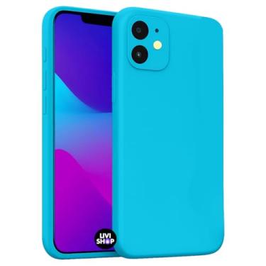 Imagem de Capa Case Capinha Para iPhone 11 Silicone Com Bordas Elevadas Aveludada Forro Premium (AZUL TURQUESA)