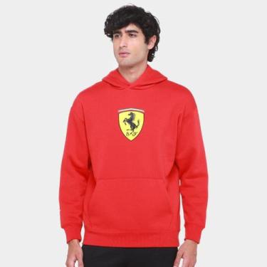 Imagem de Moletom Com Capuz Puma Ferrari Race Big Shield Masculino, Vermelho, G