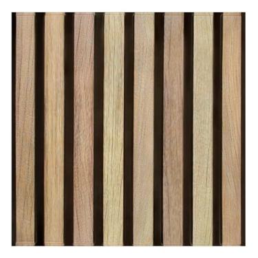 Imagem de Commomy 10 peças de papel de parede de ripas de madeira sintética 3D, descasque e cole - 30 x 30 cm, painéis de parede de PVC ultraleve para quarto, banheiro, cozinha, decoração de interiores de