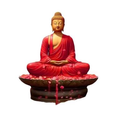 Imagem de Buda Com Flores Pintura Em Tela Arte Da Parede Budismo Escultura Carta