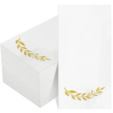 Imagem de Fullhawl 100 peças guardanapos descartáveis de eucalipto folha de eucalipto guardanapos de hóspedes toalhas de mão decorativas jantar almoço coquetel papel para banheiro casamento chá de bebê