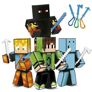 Imagem de Kit com 4 Bonecos Articulados Mine Youtubers do jogo craft - ALGAZARRA