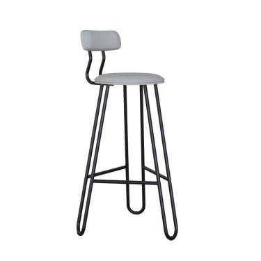 Imagem de Conjunto 4 Banquetas Alta Ginger Com Encosto Courino Saturno Off White