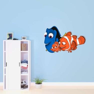 Imagem de Kelly Wall Decals Adesivo de vinil fofo Marlin Dory Nemo - Decalque pré-mascarado para quarto de criança - Tamanho: 25,4 x 17,8 cm