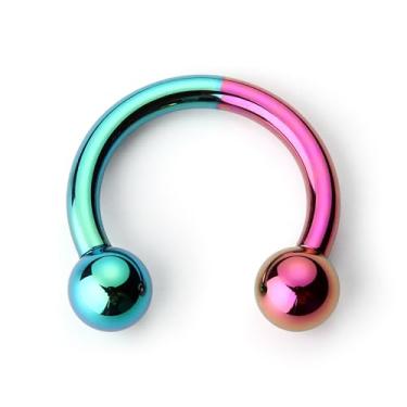 Imagem de BodyBonita Anéis de septo anodizados, anel de nariz de titânio G23, ferradura, anel PA grande 6G 8G 12G, calibres esticados de barra circular roscada internamente para orelhas, joias de piercing