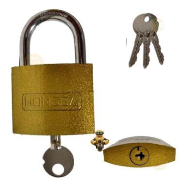 Imagem de Cadeado para portão corrente armario porta chave tri prevenção antifur