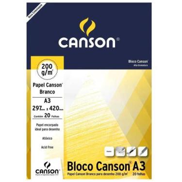 Imagem de Bloco Des. Branco 200gr 7044 A3 297x420mm Canson