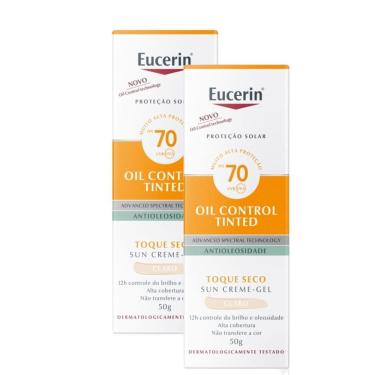 Imagem de Kit 2 Eucerin Sun Oil Control Tinted Claro FPS 70 Protetor Solar Facial 50g