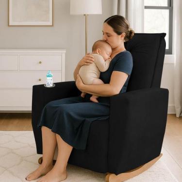 Imagem de Poltrona de Amamentação Balanço Agatha Puff - Beatriz Decor, Preto