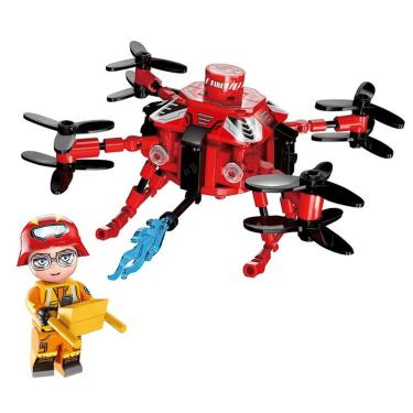 Imagem de Blocos De Montar Drone Bombeiro Extintor De Incêndio 161 Peças - Qman 12021-3