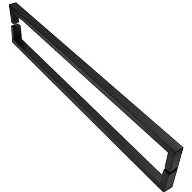 Imagem de Puxador De Porta U Preto Inox Escovado 60 Cm Madeira Vidro - Brinovar