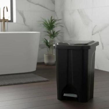 Imagem de Lixeira Preta Agraplast 35 Litros com Tampa, Pedal e Aro  Prática e Hi
