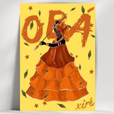 Imagem de Coleção de 62 quadros decorativos Giz - Umbanda e Candomblé - Decoração Orixá - Afro Brasileira - Escolha o seu Orixá! (Clássico, Obá, 28x20cm)