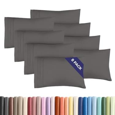 Imagem de Conjunto de 8 fronhas Queen – Capas de almofada ultra macias de qualidade hoteleira – Confortáveis, aconchegantes e sem rugas – Resistente a encolhimento, manchas e desbotamento – Protetores de