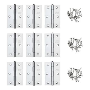 Imagem de Kit 9 Dobradiças Inox Stam Porta Janela Madeira + Parafu