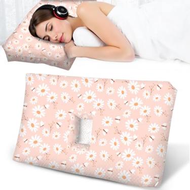 Imagem de Travesseiro de piercing de orelha para pessoas que dormem de lado, travesseiro com orifício de ouvido para CNH e dor de ouvido inflamação de ouvido, travesseiro de dormir lateral em forma de O, c