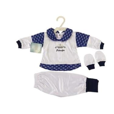 Imagem de Kit Pagão Bordado Mijão Pé Resvesivel e Luvas 3 Peças Malha Pv Hipoale