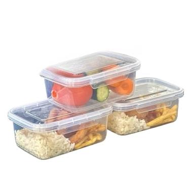 Imagem de Kit 10 Marmita fitness Potes 800ml Travas Laterais BPA FREE organizadores de alimentos vasilhas