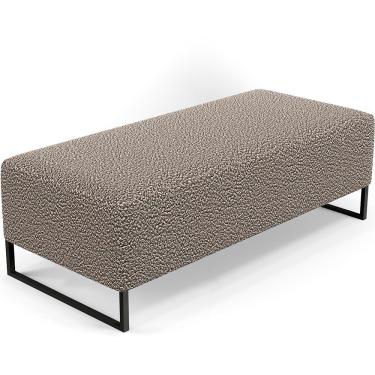 Imagem de Puff Decorativo Sala de Estar Bali W01 Base Ferro 120x50 cm Bouclê Bege - Lyam Decor
