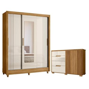 Imagem de Guarda Roupa Casal Bolívia E Cômoda Texas Freijó Off White - Moval