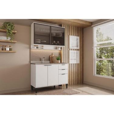 Imagem de Cozinha Completa Alpha 2 Peças (1aéreo+1balcão) C2p54 Branco - Carraro