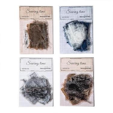 Imagem de Conjunto de adesivos para scrapbook estilo costura, 120 peças, jeans, estilo retrô, PET, transparente, à prova d'água, conjunto de adesivos para lixo, diário, garrafas de água, celular, laptop