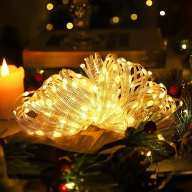 Imagem de Luzes de Natal, Pisca Pisca Natal Branco Quente, 10m de Comprimento 66 lâMpadas Decoração para Festas Natal, Recarregável Por Usb(20 Metros Branco Quente USB,2)