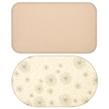 Imagem de Lençol de berço de algodão lavável à máquina para meninos e meninas, lençol de elástico respirável e confortável com borda elástica para casa e quarto (rosa)