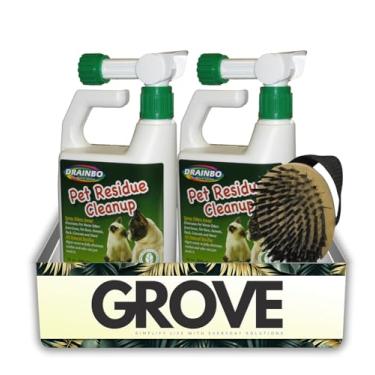 Imagem de 2 x spray eliminador de odor de urina para animais de estimação, pacote de 947 ml com escova brilhante para cães para corrida, canil e limpeza de quintal – conjunto de presente (3 itens)