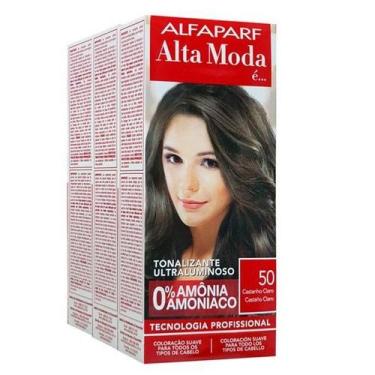 Imagem de Alta Moda Alfaparf kit c/3 Tonalizantes 50 Castanho Claro 120g