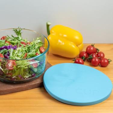 Imagem de 1 peça, 7 tampas de silicone vermelho azul para pirex e âncora de vidro 7402-PC 7 xícaras, tampa de 18,5 cm de diâmetro (azul)