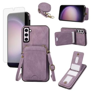 Imagem de Asuwish Capa de celular para Samsung Galaxy S23 Plus S23+ 5G capa carteira com protetor de tela temperado e alça transversal para cartão celular S23plus 23S + S 23 23+ SM-S916U 16.8 cm feminino