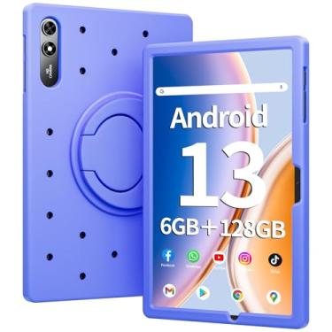 Imagem de Naclud Tablet de 10,51 polegadas, 6 GB de RAM, 128 GB de ROM, tablet Android 13 com capa perfurada decorativa, processador Octa-Core 2,0 GHz, tela FHD 1920 x 1200, câmera de 5 MP + 13 MP, 6200 mAh