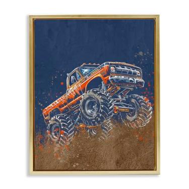 Imagem de Stupell Industries Arte de parede em tela flutuante preta My Jam Monster Truck, design de Kim Allen, 53 x 43 cm