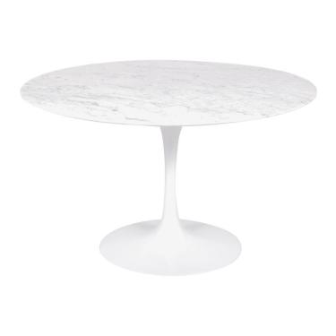 Imagem de Mesa Saarinen Redonda Carrara 137cm - Base Branca
